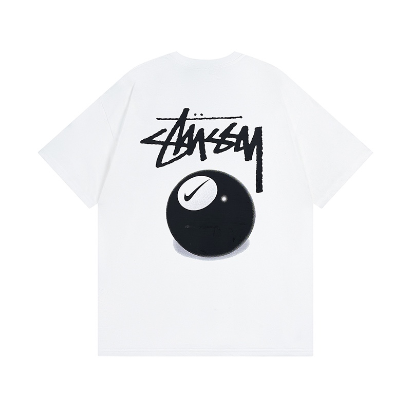 Stussy X nike 黑台球印花運動短袖T-shirt