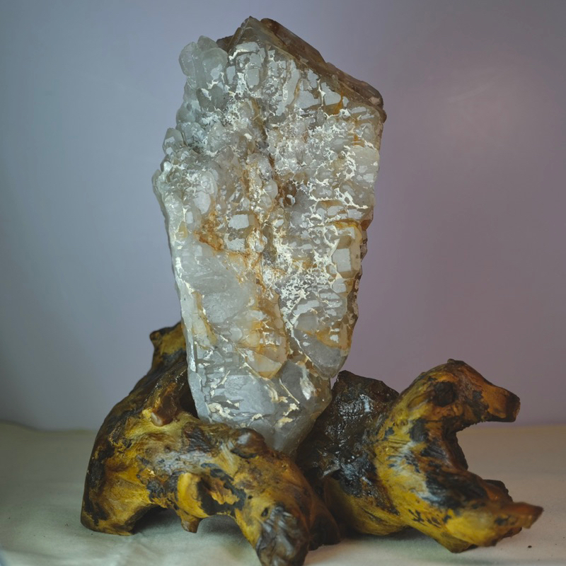 鱷魚皮骨幹水晶 白水晶骨幹 雙尖完整 老礦水晶 360度紋路 造型壯觀 城堡水晶 水晶原礦 水晶原石
