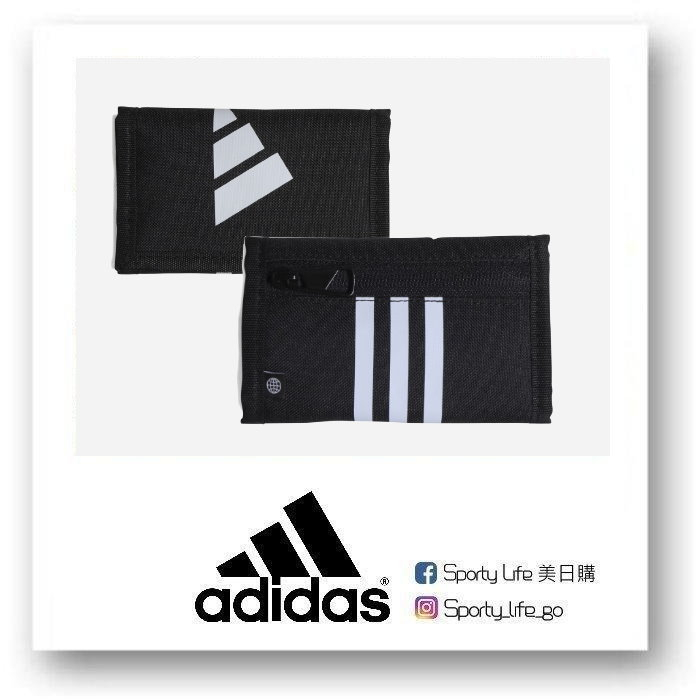 【SL美日購】ADIDAS Essentials 3線 Wallet 尼龍三折皮夾 錢包 黑色 多夾層 愛迪達 皮夾