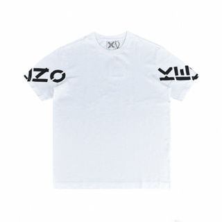 KENZO標籤LOGO袖口黑字設計純棉圓領短袖T恤(男款/白)