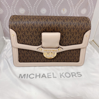 ［二手現貨］MK Michael kors Jessie 粉拼咖啡老花側背包 專櫃款