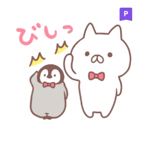 Penguin and Cat Days (Fresh Pastels) mojiji 貓貓小企鵝 LINE 貼圖 日本