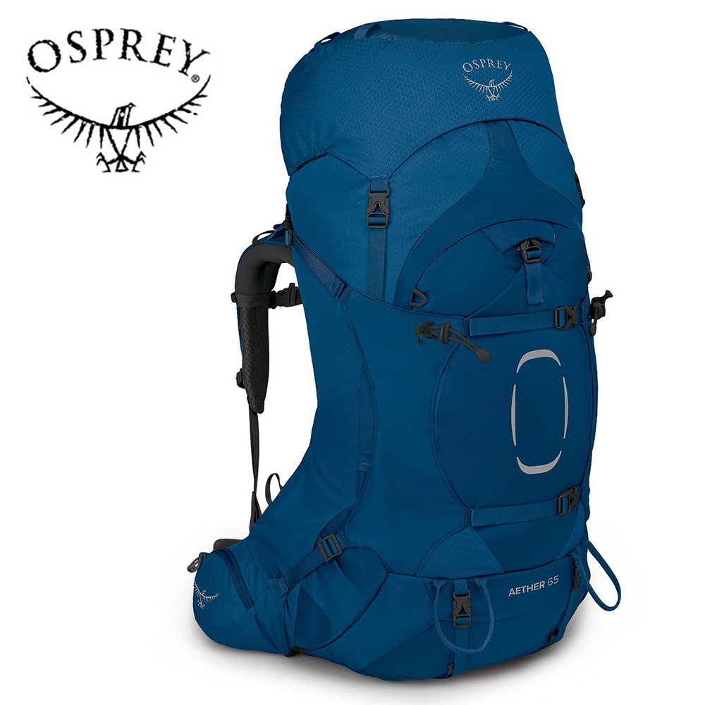 【Osprey 美國】Aether 65 輕量登山背包 男 深海藍｜健行背包 徒步旅行戶外後背包