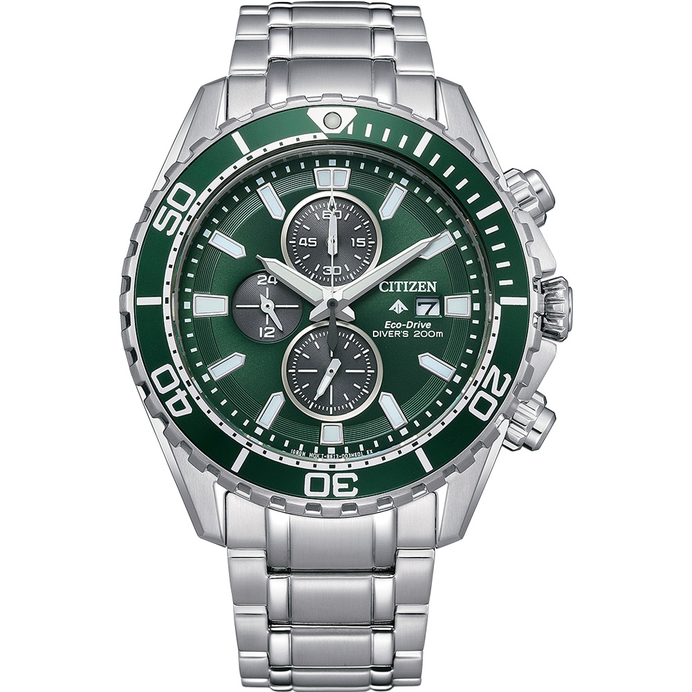 【CITIZEN 星辰】PROMASTER 三眼綠水鬼光動能腕錶 CA0820-50X 44.5mm 現代鐘錶