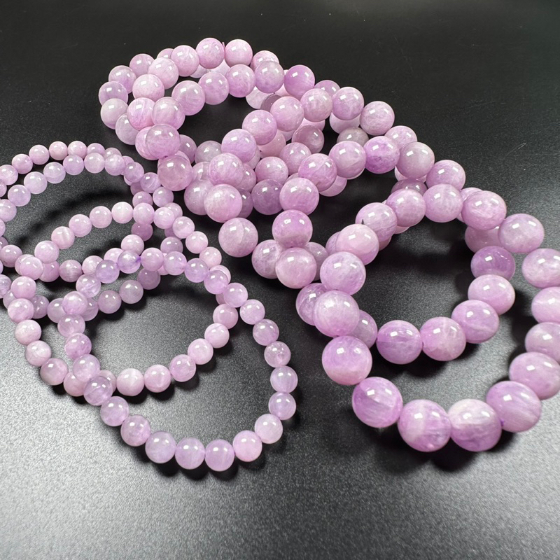 天然 紫鋰輝 孔賽石 手珠 手串 手鏈 微貓眼冰透感紫羅蘭粉嫩色 現貨 實拍