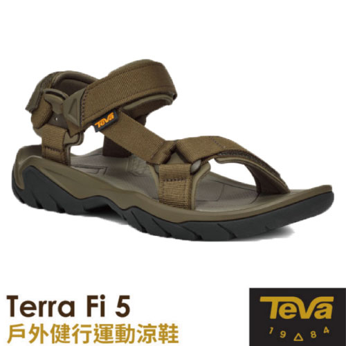 【美國 TEVA】男款 戶外健行運動涼鞋 Terra Fi 5.雨鞋.水鞋.抗菌溯溪鞋.海灘鞋_黑/橄欖_1102456