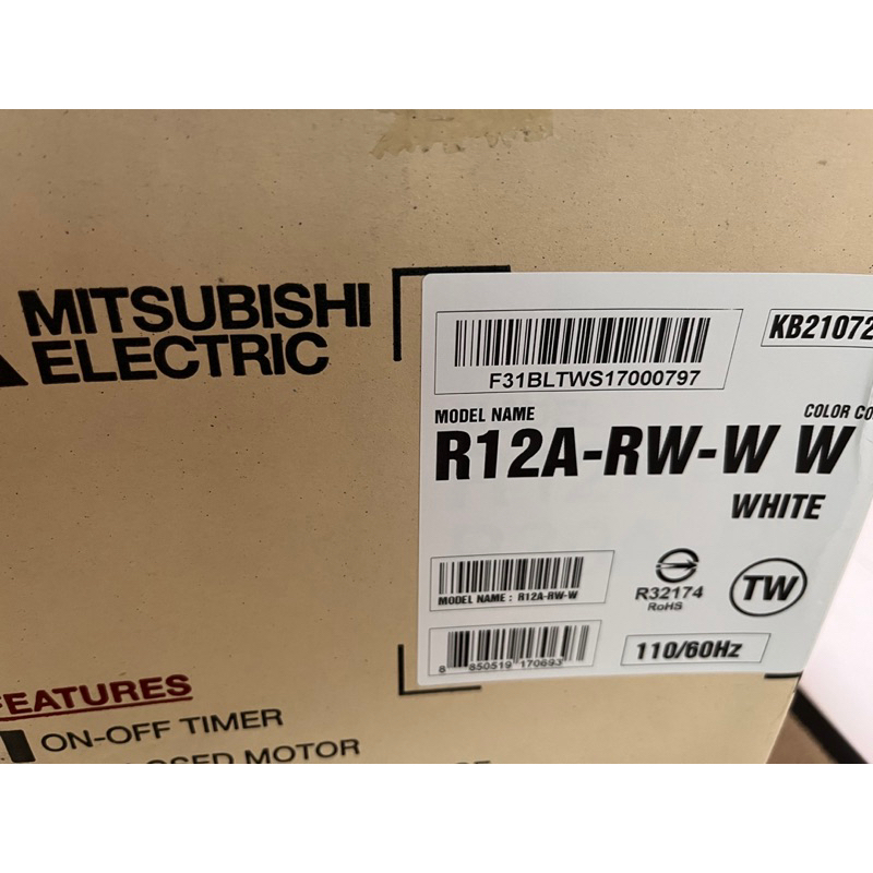 MITSUBISHI 三菱 12吋 AC電扇 R12A-RW 白