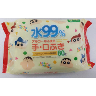 【JPGO】特價-日本製 99%純水 無香料 手口可用濕紙巾 80枚入~蠟筆小新