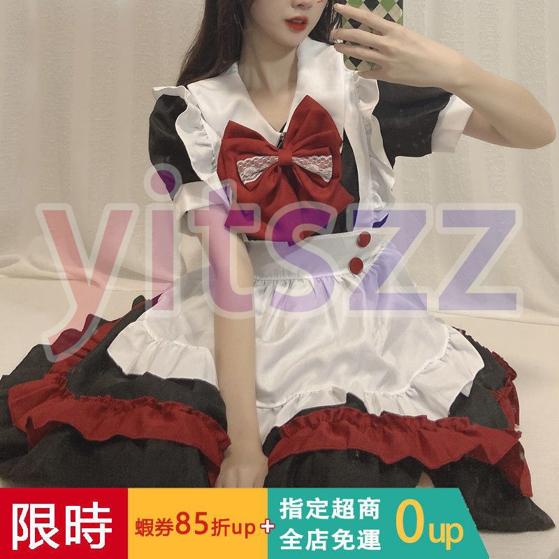 【送過膝襪請選】 小惡魔吸血鬼黑紅洛麗塔女僕裝 cos服 連衣裙 日常服 cosplay 服裝 蘿莉塔洋裝