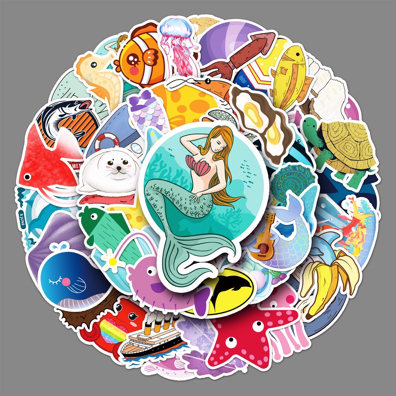 🔥新款🔥創意 海洋世界 2 防水貼紙 海星 海馬 美人魚 可貼行李箱、筆電、滑板、安全帽、保溫瓶、機車、磁