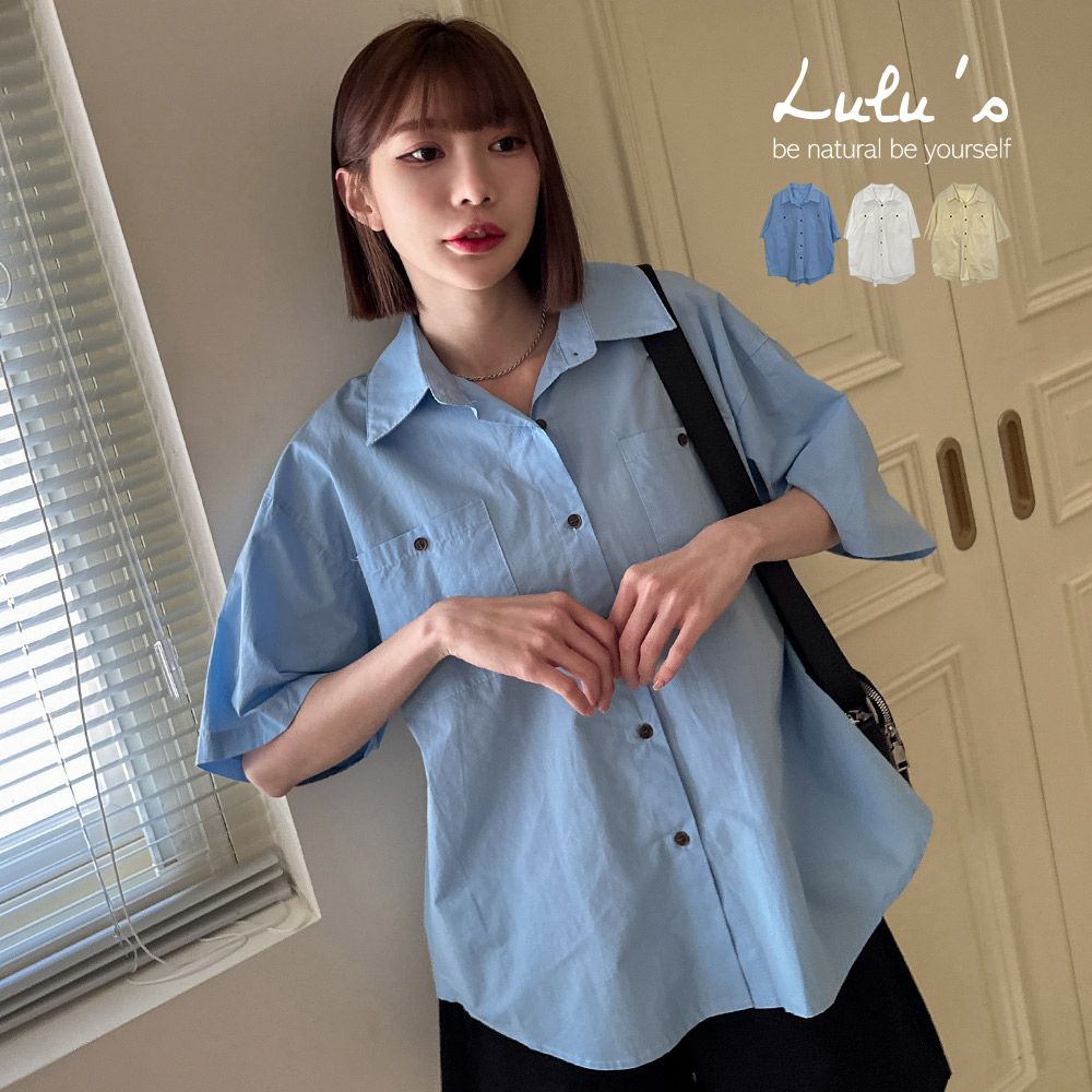 LULUS/休閒感雙口袋短袖襯衫３色【A03230036】230525
