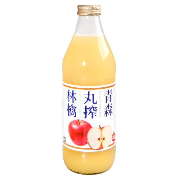 ✅免運【Shiny】青森林檎丸搾蘋果汁1L x 6瓶 (玻璃瓶) 青森蘋果汁