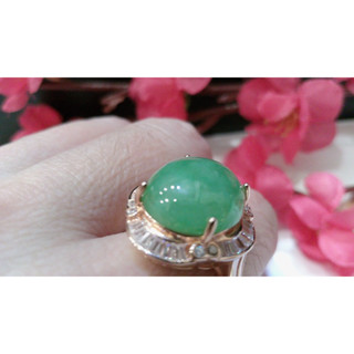 14.9mm緬甸滿綠戒指💍附臺灣大證🌸天然翡翠A貨