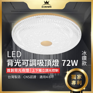 (聊聊享優惠)｜eCROWN LED吸頂燈 冰鑽金《臺灣專利》智慧遙控調光燈 客廳燈 房間燈 臥室燈 燈具 沐月燈飾