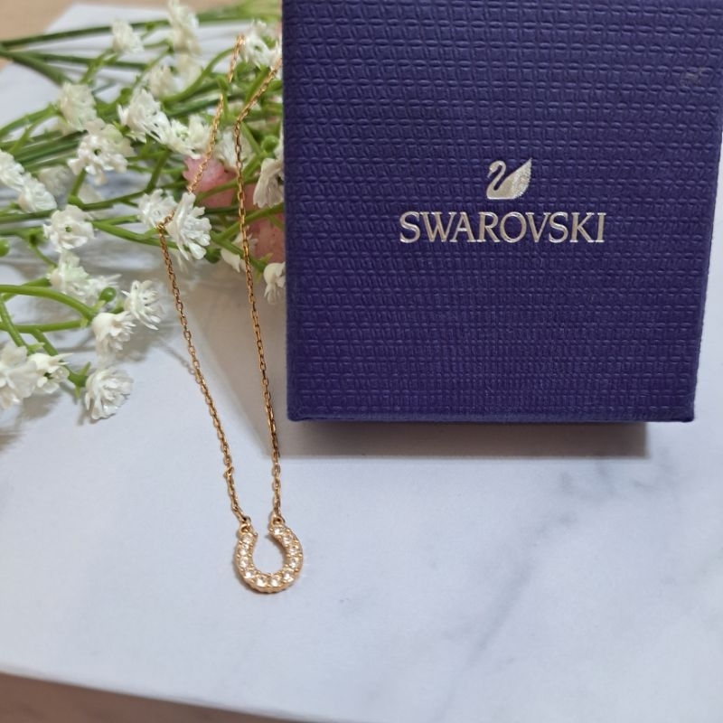 SWAROVSKI 施華洛世奇玫瑰金馬蹄型項鍊 水晶項鍊 配件 造型 飾品