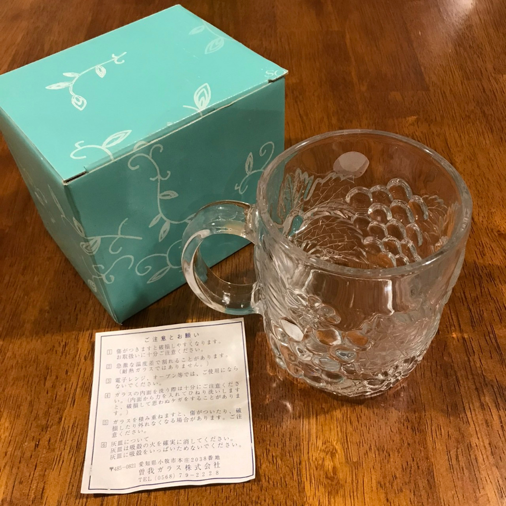 日本製 SOGA 浮雕花紋 玻璃杯