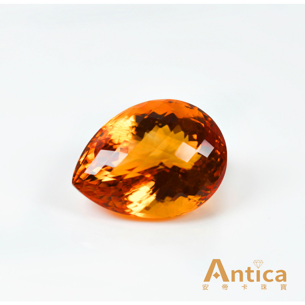 [ANTICA] 黃水晶 39.00克拉 黃色 橘色 水滴 巴西 天然寶石 Yellow Quartz 安帝卡珠寶