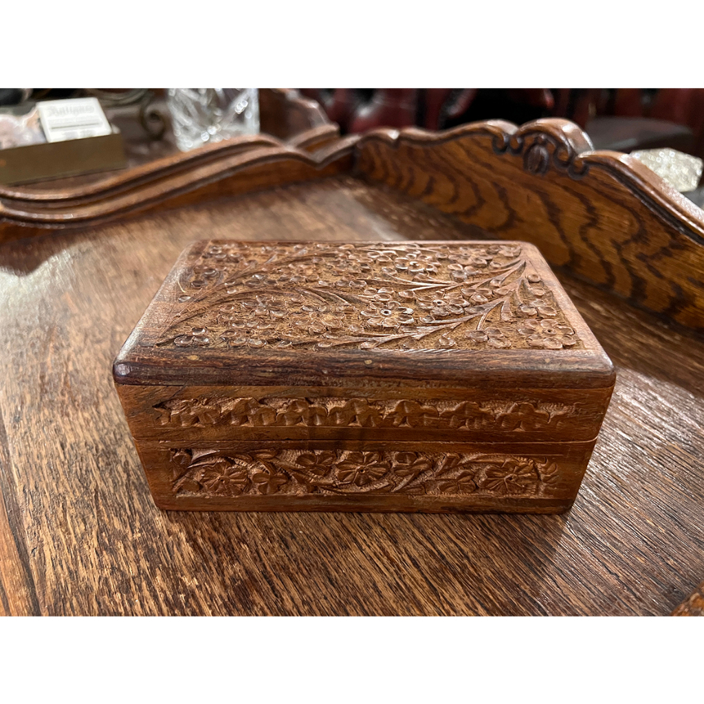 #19世紀 義大利手工刻花實木盒   #023026
