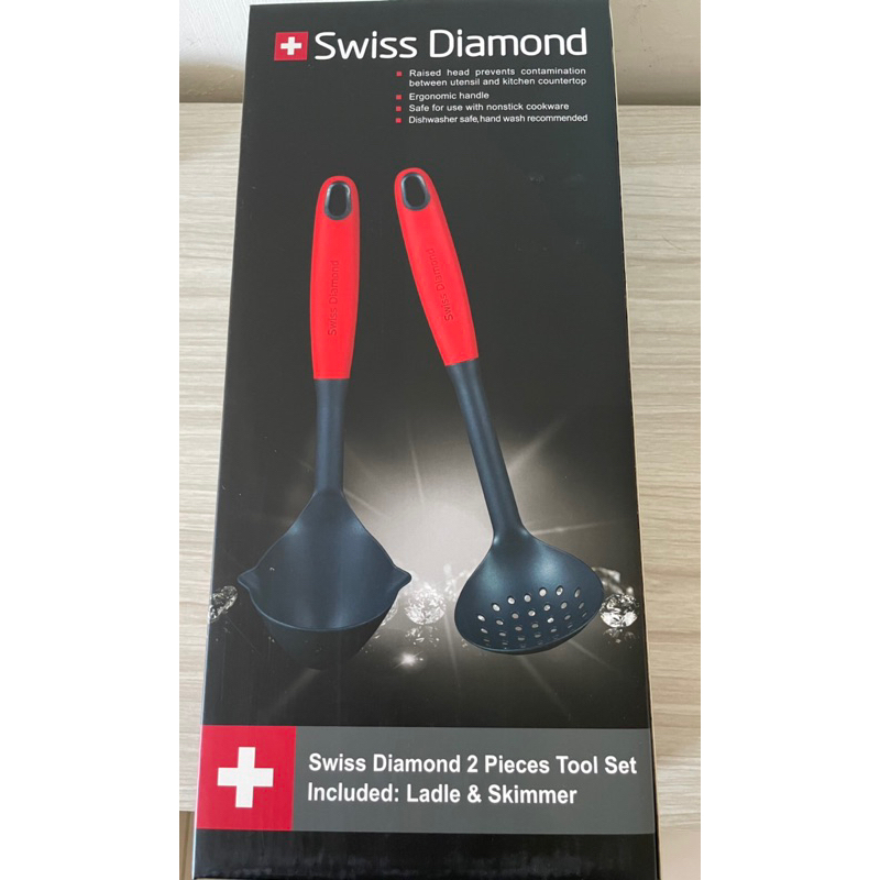 💕《Swiss Diamond 瑞仕鑽石》質感湯勺+漏勺  🇨🇭鑽石鍋鏟&amp;料理夾 全新含盒