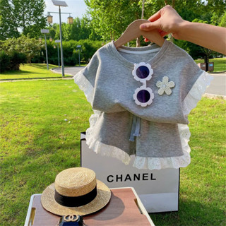 Ary 女童夏裝短袖短褲套裝 兒童裝衣服 寶寶洋氣運動服 中小童孩子兩件套 女童短袖衣服 夏季衣服套裝