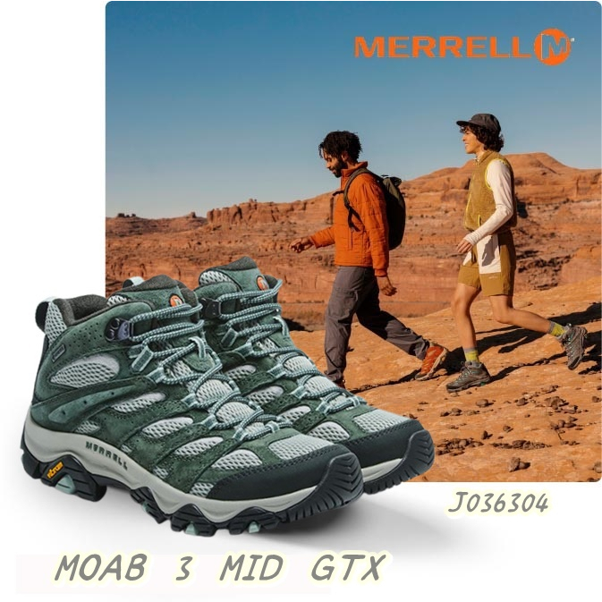 宏亮 MERRELL 登山鞋 防水 MOAB 3 女 健行 中筒 黃金大底 G-TX J036304