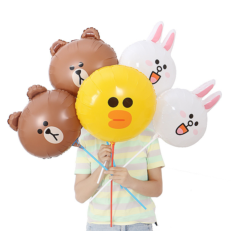 BERRY現貨✨line卡通氣球 熊大兔兔莎莉 鋁膜氣球 孩子良伴 派對 裝飾氣球 氣球手環 氣球髮箍頭飾
