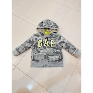 二手 gap 羊羔絨 灰色 迷彩 厚 外套 男童 18-24m