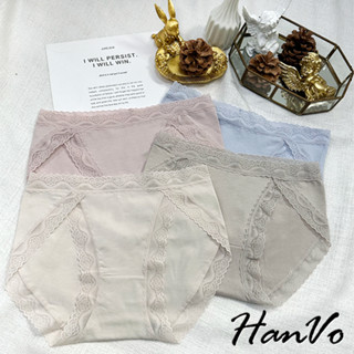 【HanVo】浪漫蕾絲中腰棉質無痕內褲 舒適柔軟純棉親膚透氣日系三角褲 獨立包裝 流行少女內褲 內著 A11-5700