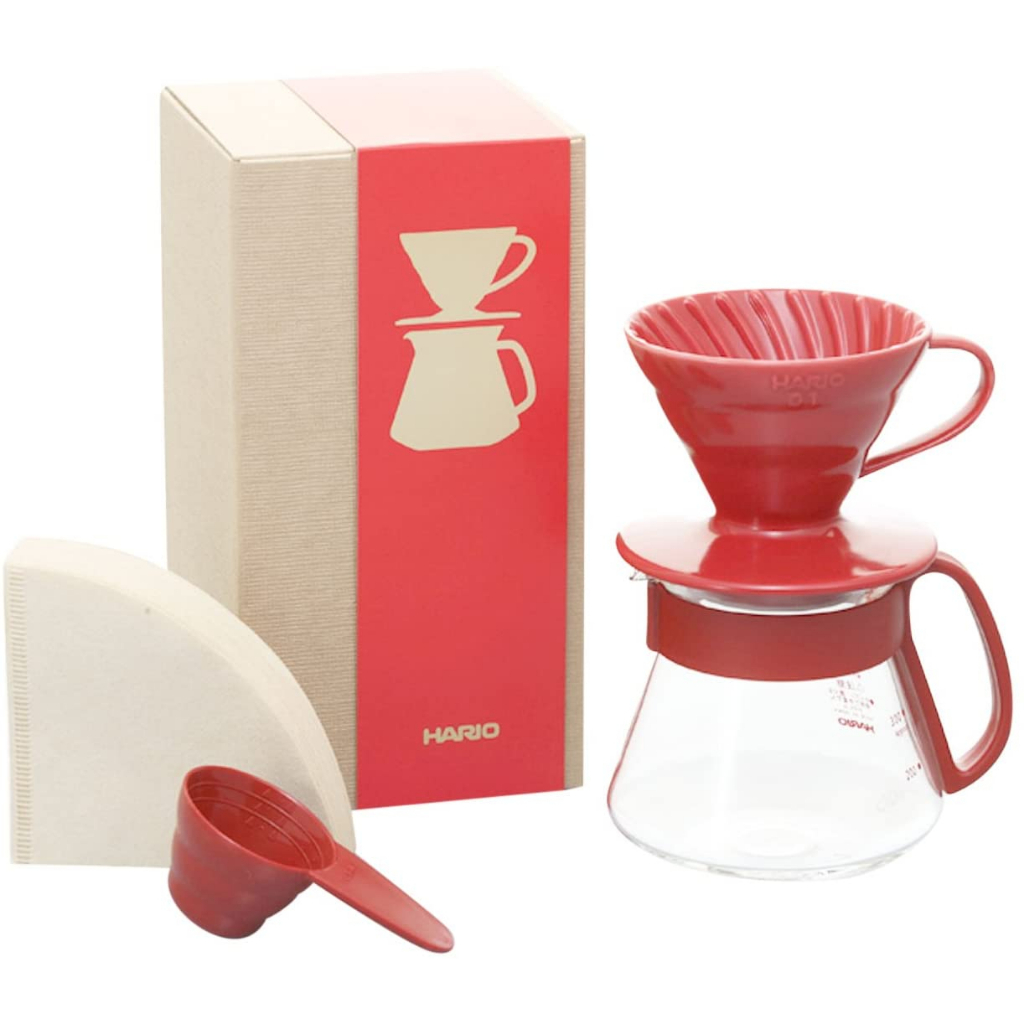 【有發票】日本製 HARIO V60 紅色01 濾杯咖啡壺組