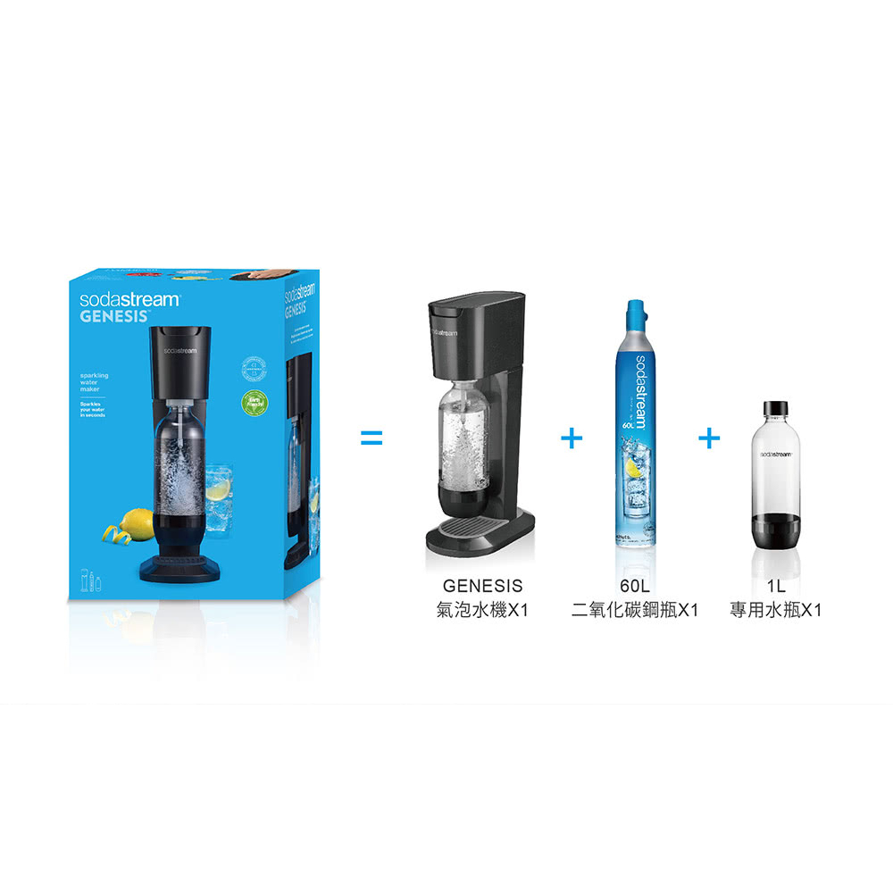 全新未使用含運【Sodastream】 GENESIS DELUXE 氣泡水機 白色 經典款無須插電