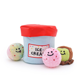 INS韓國冰淇淋桶糖果罐發光球BB叫狗狗寵物玩具