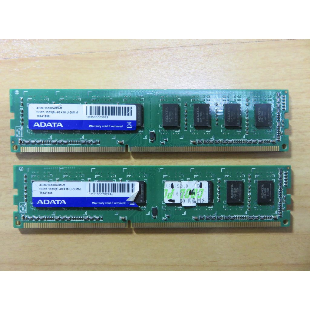 D.桌上型電腦記憶體- ADATA 威剛 DDR3-1333雙通道 4G*2共 8GB不分售 直購價150