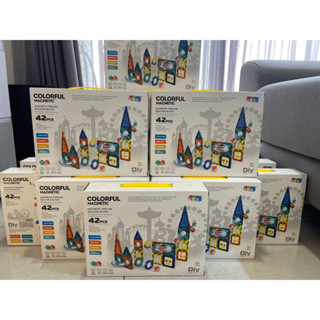 COLORFUL MAGNETIC自由拼接搭建DIY磁力積木玩具42/97/120/200PCS#磁力片