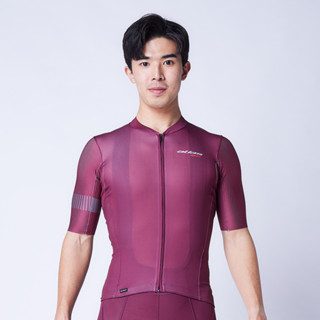 【Atlas 亞特力士】冷黑多段迴圈短袖車衣–暗酒紅