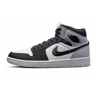 Air Jordan 1 休閒鞋 Mid Canvas 黑煙灰 帆布 女鞋 男女段 DV0427-100 [現貨]