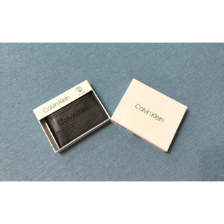 Calvin Klein leather ck logo 黑色真皮壓紋皮夾 多卡層短夾 全新正品 RFID防盜刷皮夾