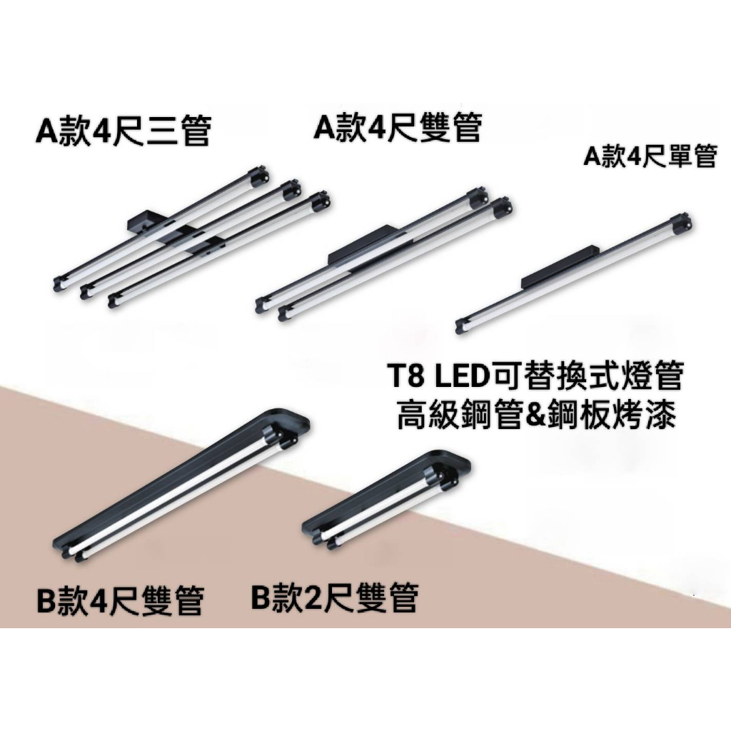 台灣製造 現貨供應 4355 鋼管鋼板烤漆 T8 LED 4尺 吸頂式日光燈/可替換燈管維修換裝最便利