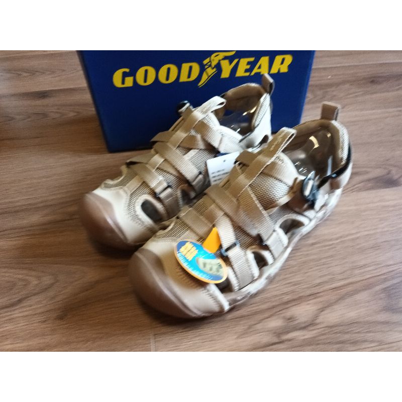 3 固特異海豹卡其配色織帶護趾水陸兩用涼鞋 Goodyear 29cm 全新正品公司貨