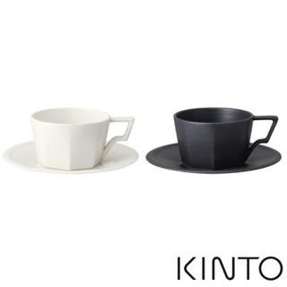 伴桌｜KINTO OCT 八角陶瓷咖啡杯盤組（白/黑）濃縮杯 卡布杯 拿鐵杯