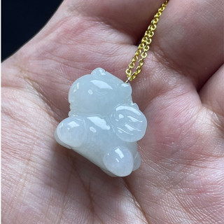 (玉見玉品)天然緬甸玉A貨翡翠 白翡 白月光 小飛馬 14K 項鍊 玉墜 墜飾 吊墜