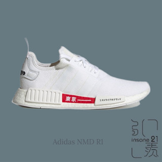 ADIDAS ORIGINALS NMD R1 全白 紅底 日本 東京限定 情侶鞋 H67745【Insane-21】