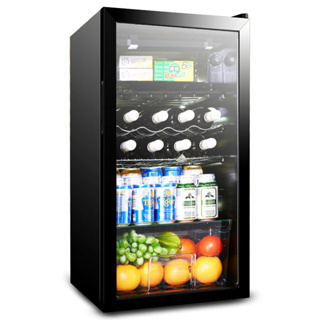 蝸居/WJU【220V冷藏櫃冰吧】小型單門小冰箱家用辦公室透明飲料紅酒茶葉保鮮