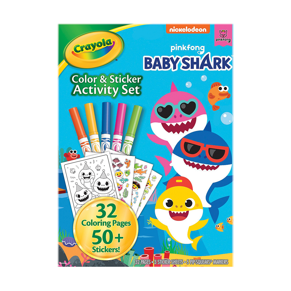 【美國繪兒樂Crayola】鯊魚寶寶貼紙色筆著色套裝｜發揮創意 DIY 卡通著色