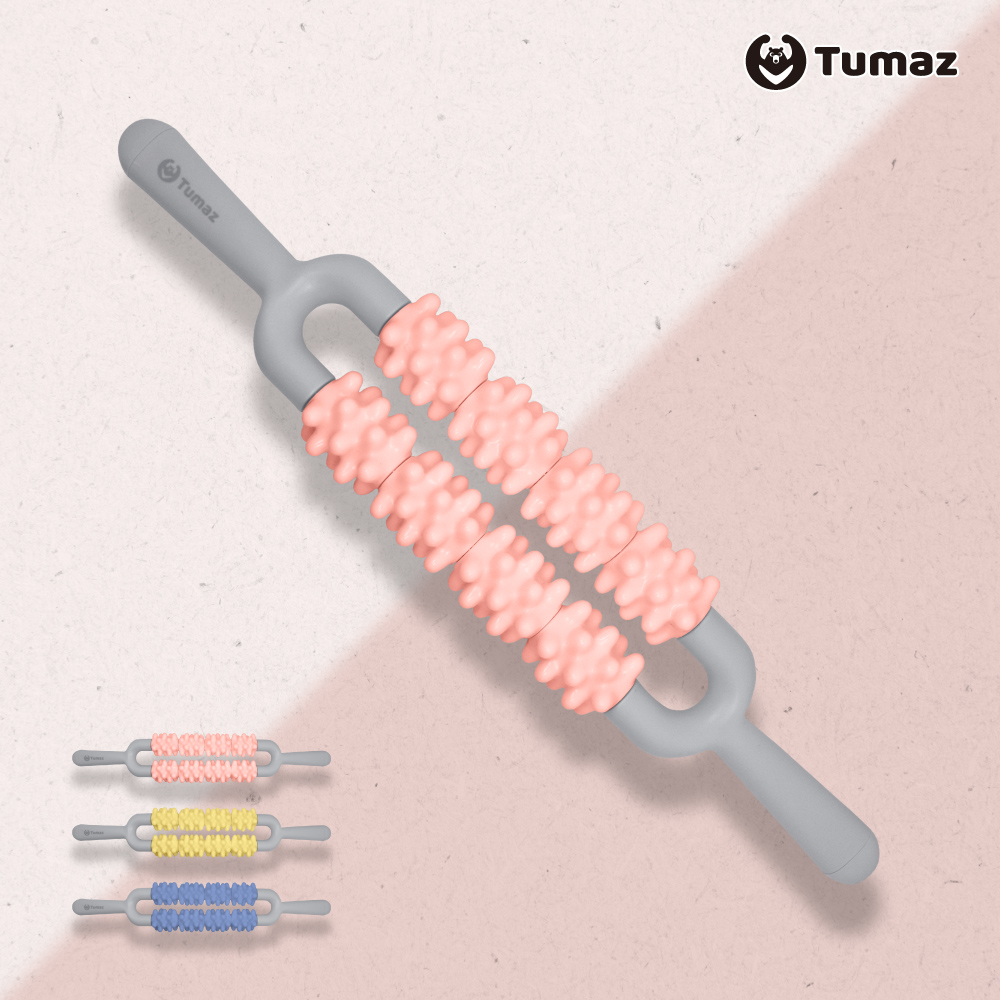 Tumaz月熊健身/免運臺灣現貨 雙排滾輪棒 按摩雙層按摩滾輪棒 小腿, 背部, 手臂痠痛救星 舒緩