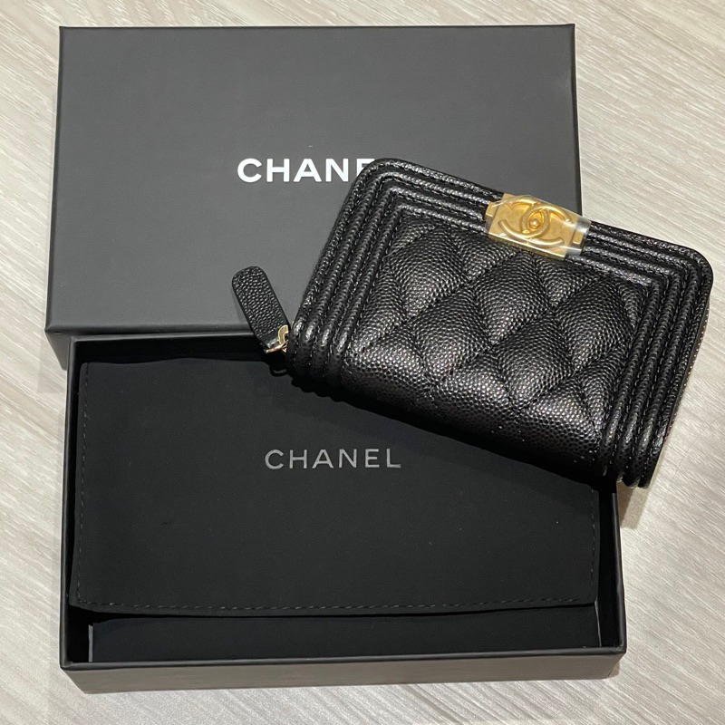 (已售）全新 Chanel boy 零錢包 卡夾 金釦 附購正影本 爆款