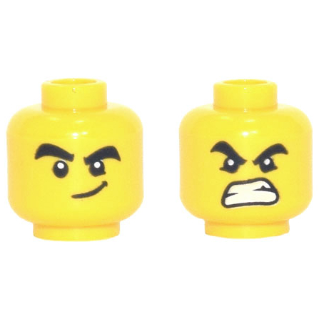 LEGO 樂高 黃色 人偶頭 雙面臉 黑色濃密眉毛和眼睛 白色瞳孔帶有假笑/憤怒 3626cpb2646