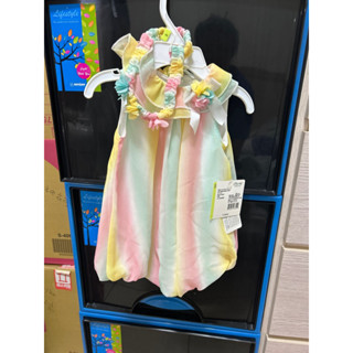0-3m 全新 美國🇺🇸little me 漸層泡泡連身衣 髮帶 包屁衣 雪紡 百日寶寶寫真 繽紛 喜宴 小龍女