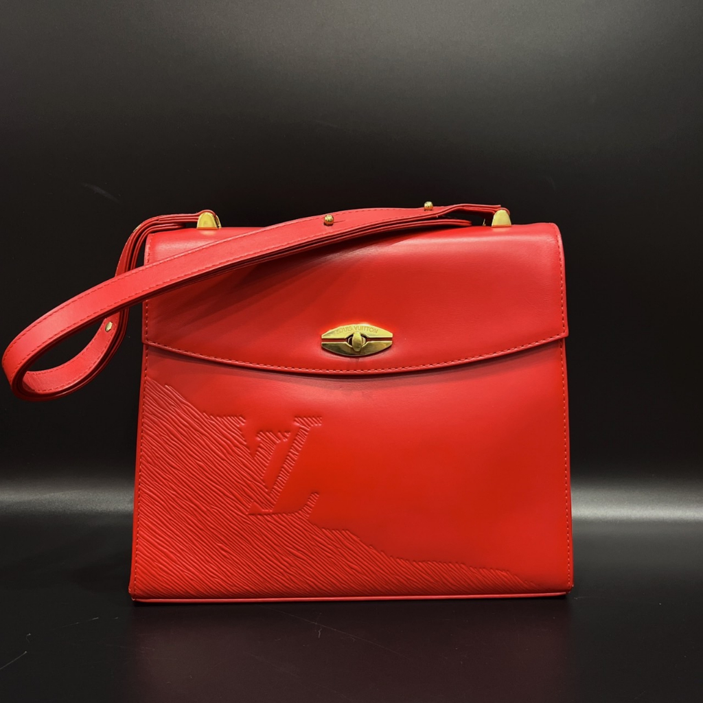 【哈極品】二手品《Louis Vuitton LV VINTAGE 紅色全皮EPI 凱莉款 手提肩背包》