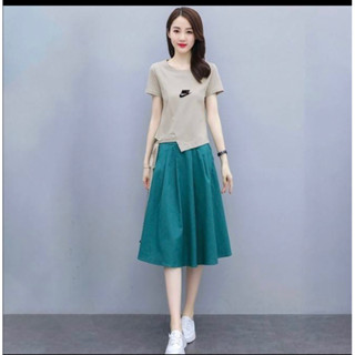 耐克顯瘦棉麻連衣裙套裝(只剩2XL*1套）