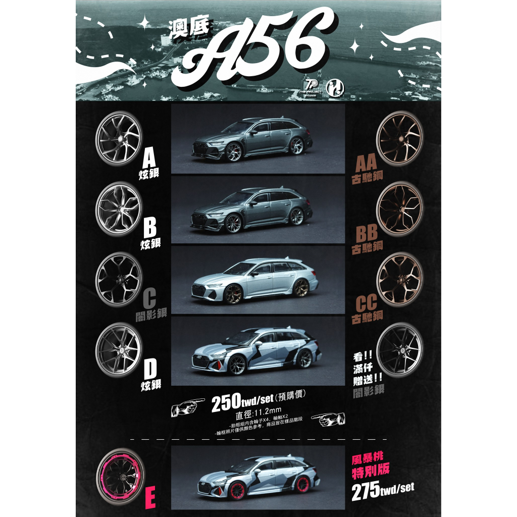【The Project Studios】MiniGT Audi RS6 Series 1/64 輪框組 輪圈 輪框